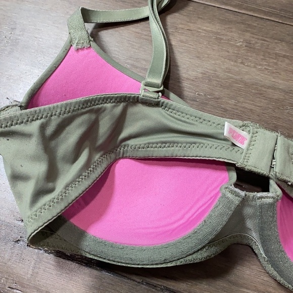 5 for $25 Pink Victoria's Secret wear everywhere lightly lined bra olive‎ green - Picture 3 of 7
